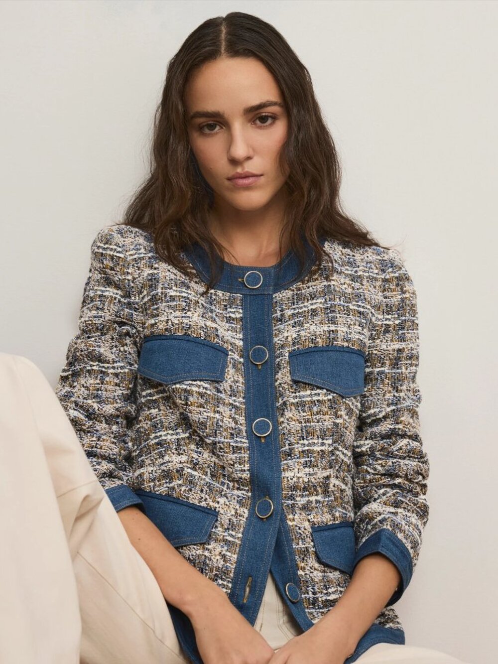 NEW AUTH VERONICA BEARD Ainslie Tweed Jacket, Cotton-Blend, Size 10